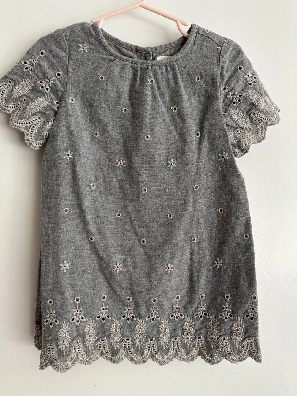 GAP Girls' Gray Eyelet Lace Dress
